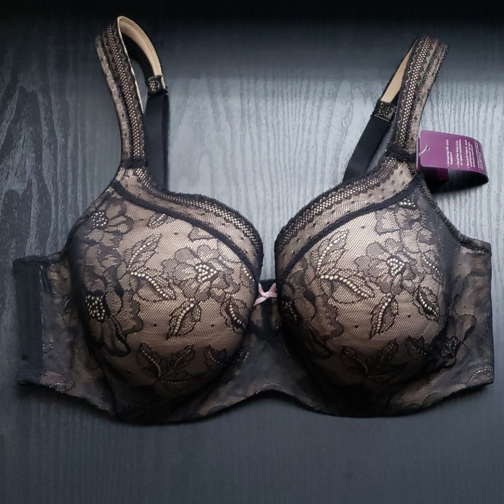 NWT 38DD Lane Bryant Black Lace Balconette Bra
